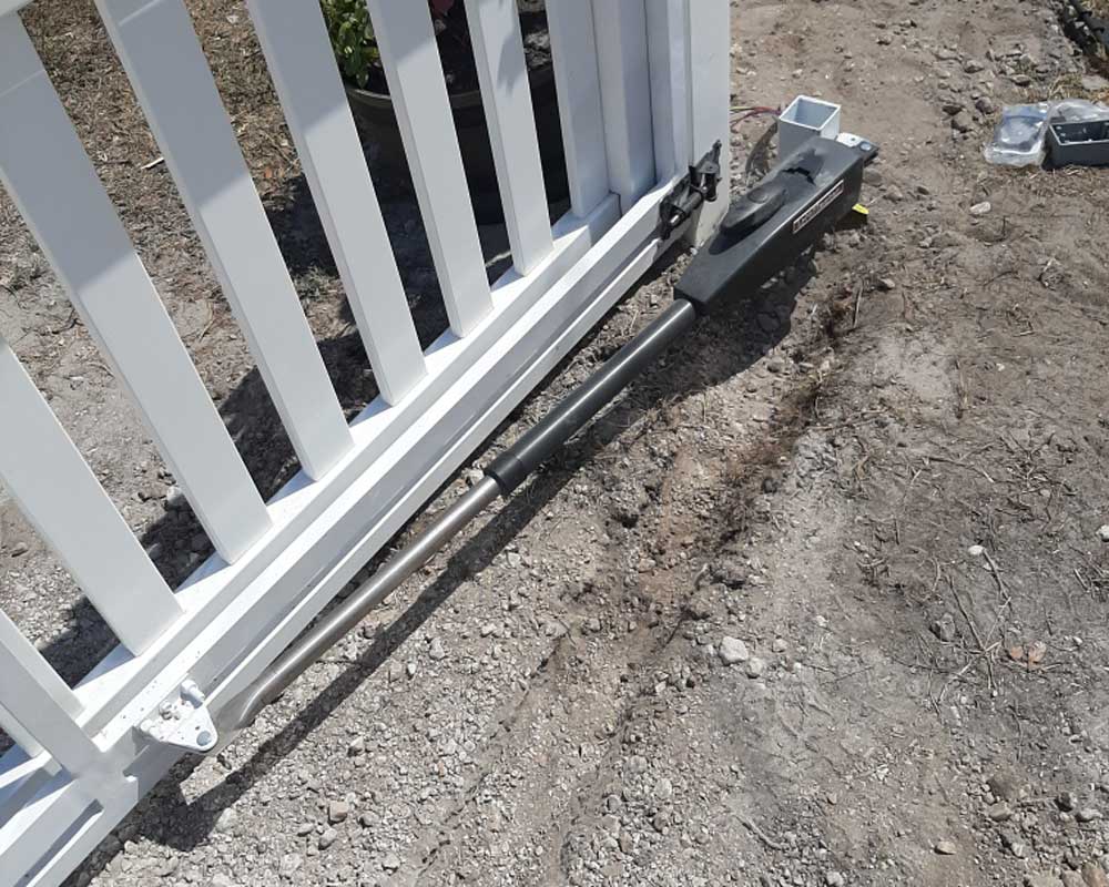 access control gate on white steel gate